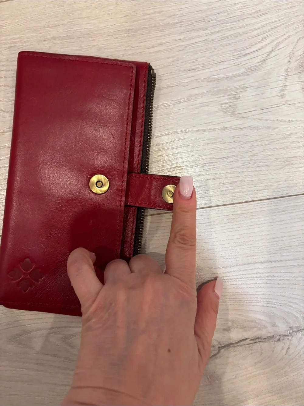 Patricia Nash Red Leather Zip & Snap Wallet